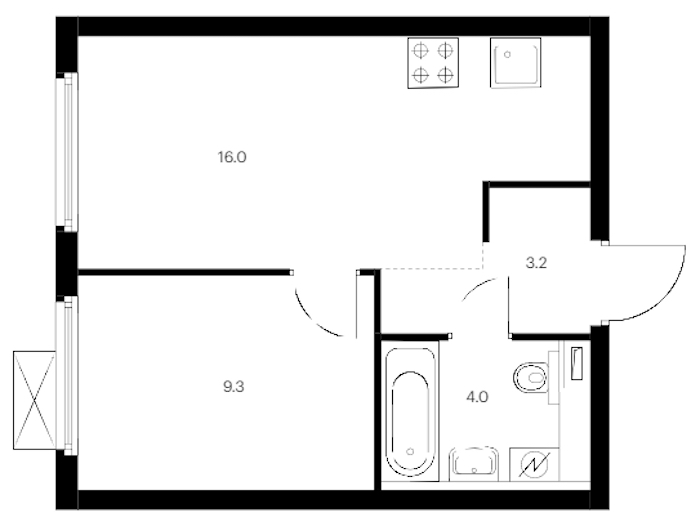 1-комнатная квартира 32.5 м², 5/14 эт., ЖК «Витебский парк»